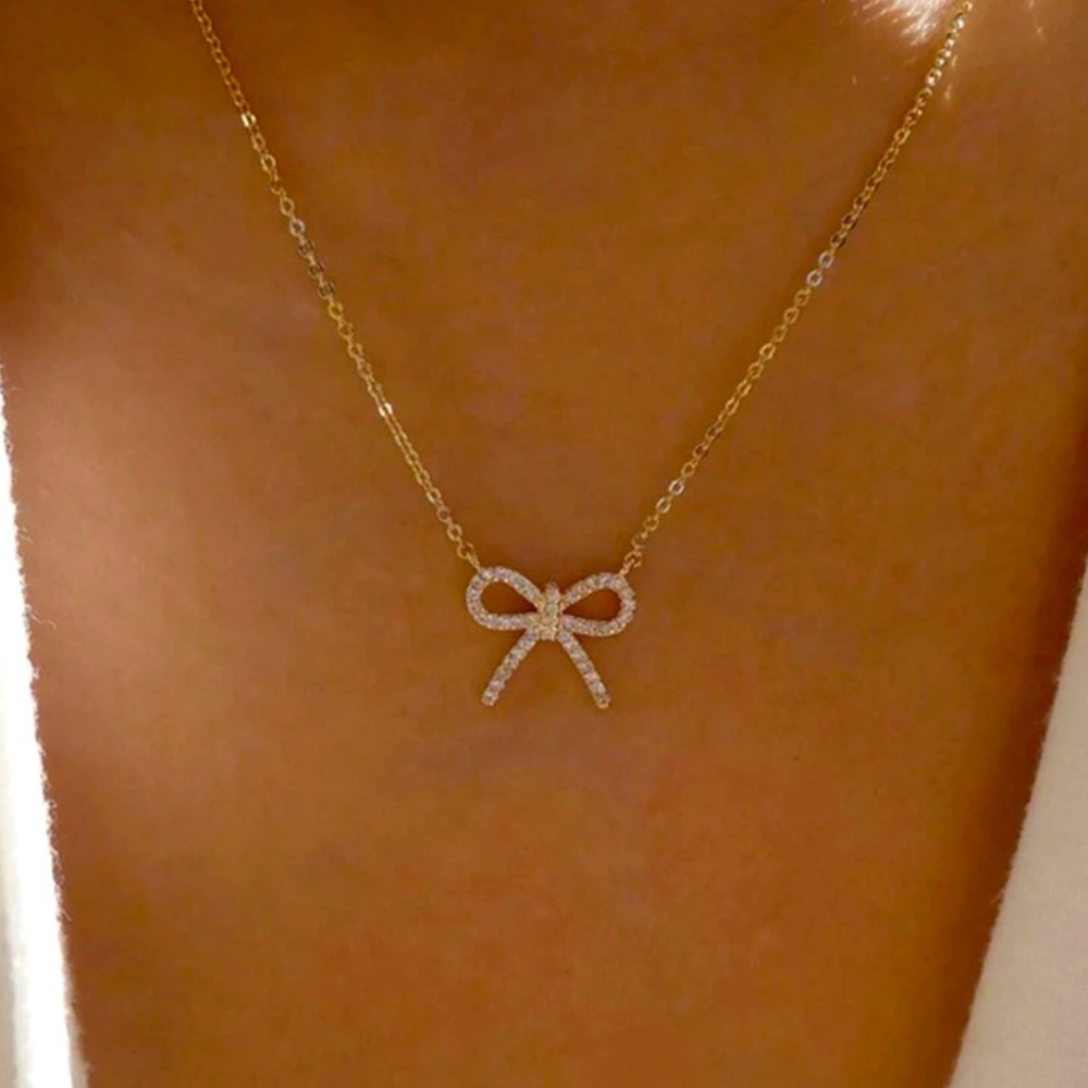 Cubic Zirconia Bow Necklace